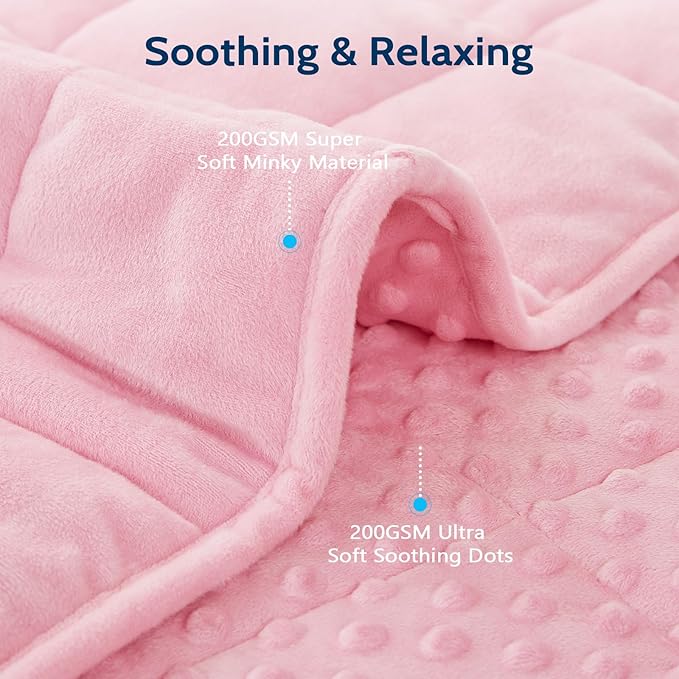 L'AGRATY Weighted Blanket for Adult - 60"x80" 17lbs Minky Dots Heavy Blanket with Glass Beads Soft Breathable for All-Season Summer Fall Winter Thick Comfort for Sleeping