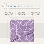 Elegant Comfort Luxury Velvety Feel Blanket, All-Season Lightweight Blanket, Ultra Plush, Soft, Cozy-Fuzzy Flannel Fleece for Couch, Sofa, Bed, Travel, Cube Design, Full/Queen, Lilac