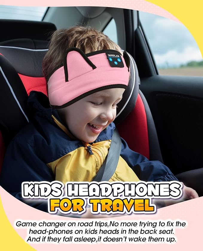 Kids Headphones, Headband for Children Baby & Toddlers, Bluetooth Toddler Headphones Wireless and Wired Playback 3.5 MM Jack for School, Stretchy & Comfy Travel Accessories