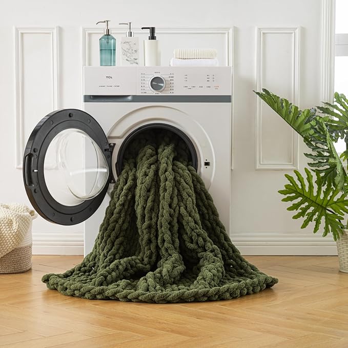 Ultra Soft Chunky Knit Throw Blanket 50x70 Hand Knitted Warm Chenille Throw Blanket, Home Decor Soft Thick Yarn Cable Knit Blanket Breathable Fleece Banket Christmas for Couch Bed Sofa Best Gift