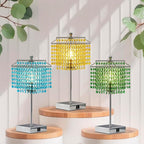 Luvkczc Crystal Table Lamp with Touch Control, Bedside Crystal Table Lamp with USB C+A Ports,Dimmable Lamp for Girls Bedroom, Living Room, Green & B11 LED Bulb Included