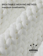 YnM Chunky Throw Blanket, Medium-Weight, Hand Knitted, Skin Friendly, Ventilated and Breathable, Machine Washable, Home Décor Piece for Couch, Sofa and Bed (White, 50x70 Inch)