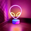 Alien Neon Sign Lamp Lamp Dimmable LED with Standable Base and Touchable Switch,USB or 3-AA Battery Powered Neon Signs LED Desktop Wall Decoration for Party, Bedroom ，Birthday Christmas Gift