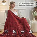 Red Weighted Blanket for Adults 20lbs, 60"x80", Queen Size Cooling Heavy Throw Blanket for 130-220lbs, Microfiber Soft Thick Big Blankets Weighted Comforter Breathable Gift for Sleeping