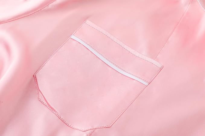 Schbbbta Silk Robes for Women Shawl Collar Long Satin Bathrobe Lightweight Sleepwear Loungewear with Pockets