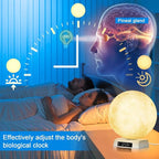 Sunrise Alarm Clock Wake Up Light - 3 Color LED Lamp with Sound & Light Awakening, Bioclock Adjustment & APP Control, Moon-Shaped Linen Lamp Shade for Bedroom Bedside