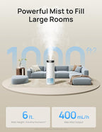 DREO 16L Smart Humidifier Large Room 1000 ft², 130H Cool Mist Air Humidifiers for Bedroom Plants Baby, Top Fill, Remote/Touch/Voice & APP Control, Clean Tank Technology, 30dB, RGB Light, HM755S White