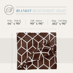 Elegant Comfort Luxury Velvety Feel Blanket, All-Season Lightweight Blanket, Ultra Plush, Soft, Cozy-Fuzzy Flannel Fleece for Couch, Sofa, Bed, Travel, Cube Design, Twin/Twin XL, Chocolate Brown