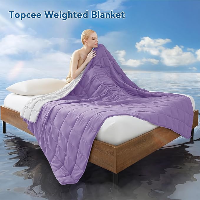 Topcee Weighted Blanket for Adults (15lbs 48"x72"), Minky Dots Heavy Blanket for Woman, Man Sleeping, Soft, Cozy and Cooling Weighted Throw Blankets, Machine Washable, Grey