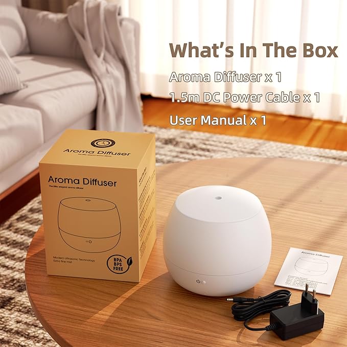 Essential Oil Diffuser: 2-in-1 Ultrasonic Aromatherapy Humidifie with Auto Shut-Off, Quiet Operation Fragrance Diffuser for Office/Bedroom/Hotel/Spa Relaxation, Home Scent Diffuser (White)