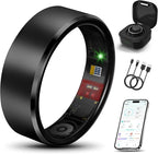 Smart Health Ring 2.0 for Women Men, Slim Scratch & Fingerprint Resistant Design,Efficient Chip Fitness Tracker, Monitors Heart, Blood Oxygen & Pressure, Sleep, Steps, Waterproof, Black 14