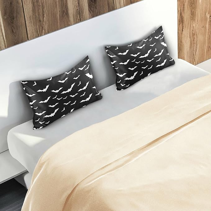 Satin Pillowcase for Hair and Skin, Halloween Bats Silk Pillowcase Soft and Cozy Body Pillow Covers, King Size Satin Pillow Cases with Envelope Closure(20x40 Inch), 1PC