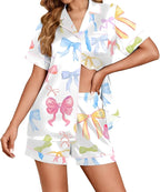 Ekouaer Womens Satin Silk Pajamas Set Short Sleeve Sleepwear Button Down Top and Shorts Loungewear 2 Piece Pjs Set S-XXL