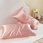 BEDELITE Satin Pillowcase for Hair and Skin, Super Soft and Cooling Similar to Silk Pillow Cases 2 Pack with Envelope Closure, Gift for Women Men(20"x30" Queen Size, Rose Pink)