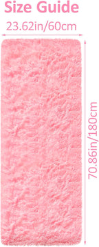 Pink Runner Rug for Bedroom 2x6 Fluffy Shaggy Area Rug for Living Room Soft Plush Fuzzy Rug Bedside Runners for Hallway Princess Girls Baby Nursery Room Modern Indoor Decor Carpet
