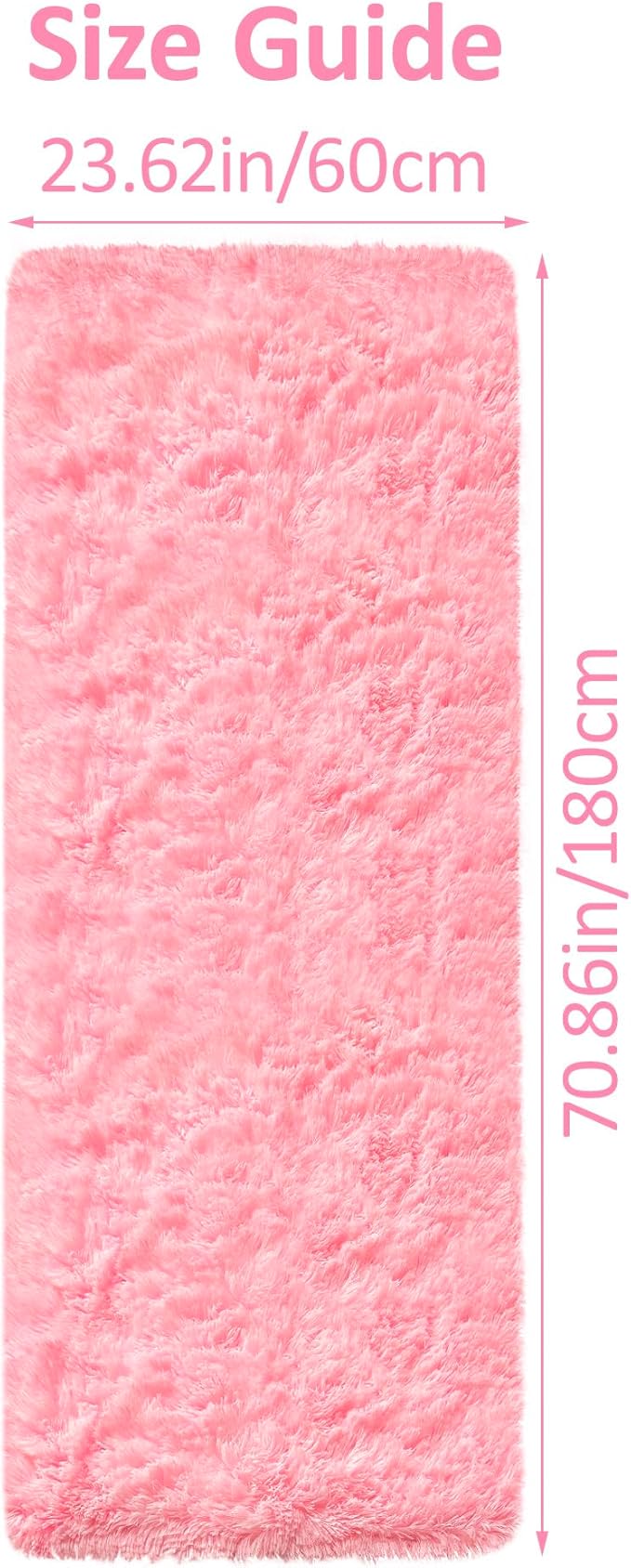 Pink Runner Rug for Bedroom 2x6 Fluffy Shaggy Area Rug for Living Room Soft Plush Fuzzy Rug Bedside Runners for Hallway Princess Girls Baby Nursery Room Modern Indoor Decor Carpet