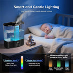 Geek-Level Aeocky Humidifier for Baby, Quiet Ultrasonic Humidifiers for Bedroom, Nursery with Ambient Light, 4L Top-Fill Cool Mist Diffuser with Timer, Sleep, Auto, Constant Humidity Mode (Black)