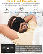 3D Contoured Sleep Mask with Bluetooth Headphones, Adjustable Blackout Sleeping Mask, Easy Installation Sleeping Headphones with Ultra-Thin Stereo Speakers for Men, Women - Gray