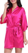QXQTER Peony Floral Silky Satin Robe Wedding Bridal Party Bride Bridesmaid Robes for Women Dressing Gown Kimono Robe