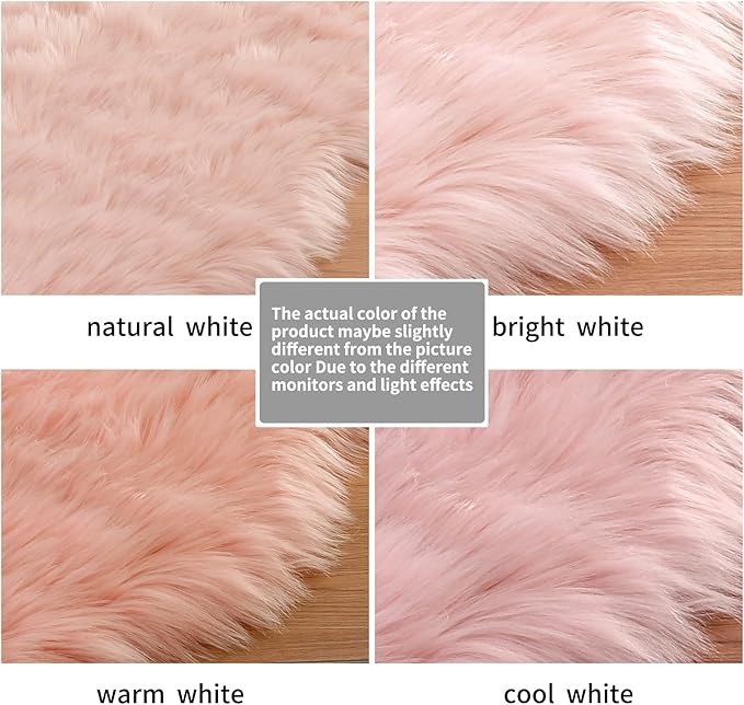 Small Faux Fur Rug, 2x4 ft Ultra Soft Sheepskin Rugs Chair Sofa Cover Seat Pad, Pink Fluffy Shag Rug for Bedroom Nursery Kids Room, Luxury Shaggy Rug Fuzzy Plush Floor Carpets, Cute Dorm Home Decor
