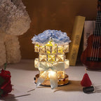 Rose Crystal Table Lamp, Rechargeable Cordless Rose Light 3 Colors Dimmable LED Flower Lamp for Bedroom Living Room Decor, Valentine Birthday Gift for Her (Blue)