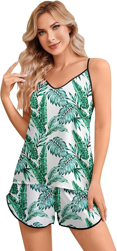 Girls & Women Silk Pajamas Set Satin Camisole Sleepwear 2 Piece Pjs, 3 Years - Women XXL