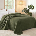 Exclusivo Mezcla Fleece Blanket King Size for Bed, Super Soft and Warm, All Season, Cozy, Plush, Lightweight, 90x104 Inches, Olive Green