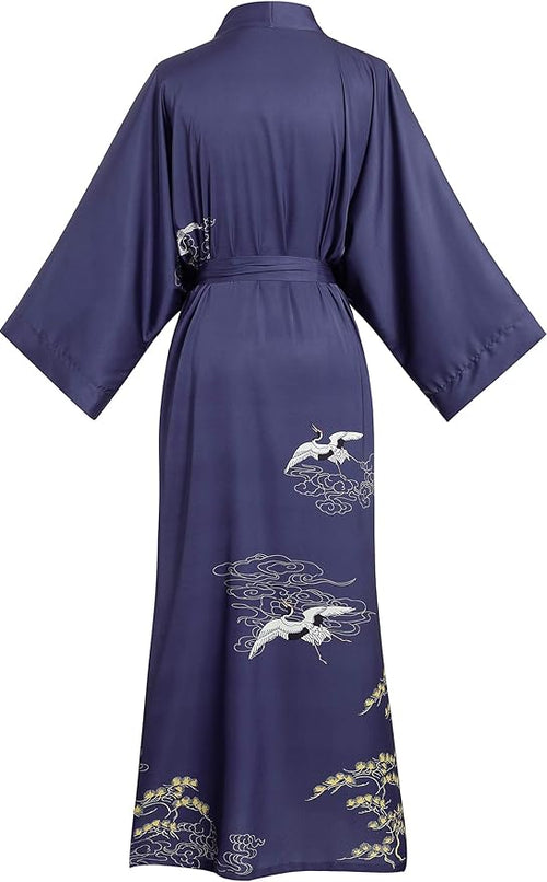 Aensso Long Soft Lightweight Silky Kimonos Robes for Women, Luxury Japanese Floral Womens Kimono Robe