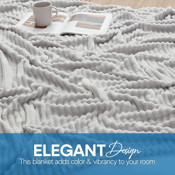 Nestl Blanket Twin Size for Bed - Cozy Warm Fuzzy Blankets for Women, Plush Small Fleece Throws for Girls - Silver Grey, 66 x 90 Inches