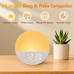 Sunrise Alarm Clock for Morning Wake-Up: White Noise Machine with 30 Soothing Sounds 9 Colors Light for Bedroom - Gentle Gradual Wake Up Light for Heavy Sleepers Adjustable Brightness Volume - Beige