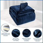 Cottonblue Sherpa Fleece Weighted Blanket 15 lbs for Adults, Warm Flannel Cozy Plush Bed Weighted Throw Blankets,Soft Fuzzy Winter Heavy Blankets Full Twin Size 48 x 72 inches for Sofa, Navy Blue