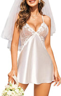 Avidlove Women Lingerie V Neck Sexy Nightwear Satin Sleepwear Lace Chemise Mini Babydoll Nightgown