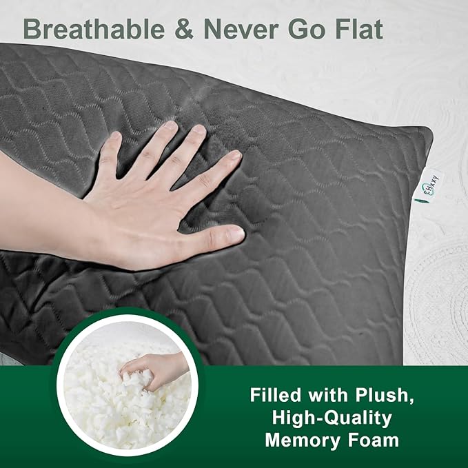 CHxxy Side Sleeper Pillow for Neck and Shoulder Reilef, Ergonomic Design Medium Firm Pillow, Queen Size Bed Pillows for Sleeping, Cross Cut Memory Foam Pillows for Back, Stomach and Side Sleepers