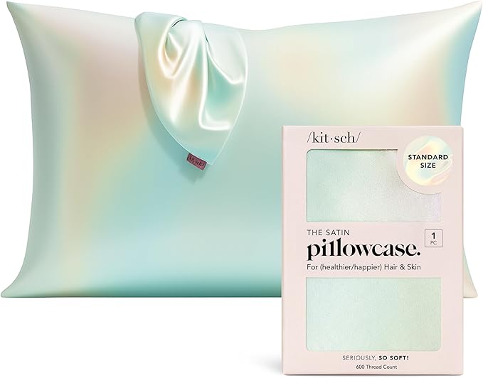 Kitsch Satin Pillowcase with Zipper for Hair & Skin - Softer Than Silk Pillow Cases, Smooth Cooling Satin Pillow Case, Wrinkle-Free, Machine Washable - Pillow Cases Standard Size (19x26) - Aura