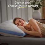 BETU Cooling Standard Pillow, Shredded Memory Foam Cool Pillow for Hot Sleepers, Adjustable Firm Soft Support Bed Pillows Perfect for Back Neck Pain and Side Sleeping with Pillows Case Cover, Blue