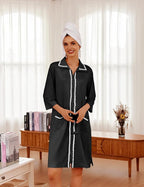 Ekouaer Women Zipper Robe Lightweight House Coat Zipper Front Short Bathrobes Soft Nightgown with Pockets S-3XL