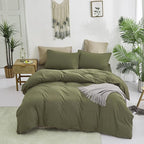 Cottonight Green Comforter Set California King Olive Green Bedding Set Dark Green Blanket Quilts Modern Soft Breathable 3 Piece Army Comforter Set for Women Men