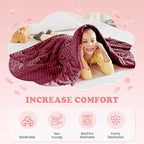 HOSUKKO Weighted Blanket - 2 lbs Burgundy Thciken Heavy Blanket - Small Size Breathable Comfortable Blanket(36 * 48 inches, 2 lbs)