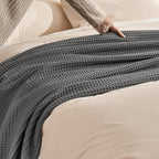 PHF Ultra Soft Waffle Weave Throw Blanket 50"x 60"- Washed Lightweight Breathable Cozy Woven Blanket for Bed - Aesthetic Decor for Couch Bedding Sofa Home Car - Grey