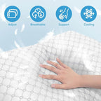 OAISZ Shredded Memory Foam Pillow, Queen Size Cooling Adjustable Firm Bed Pillow for Sleeping, Washable Removable Cover, Ideal for Side, Back & Stomach Sleepers