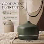 Porseme 500ml Glass Essential Oil Diffuser Aromatherapy Ultrasonic Cool Mist Humidifier 15-21 Running Hours Waterless Auto-Off Air Diffusers for Sleeping Yoga Working Spa(Hunter Green)