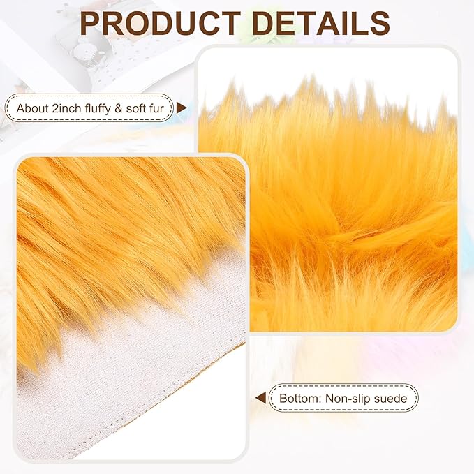 PATIKIL 12" Locker Rug, Small Area Rug Mini Faux Fur Rugs Small Locker Carpet Soft Fluffy Tiny Photography Props Square for Nail Photo Tabletop Background Picture Decoration, Gold Tone