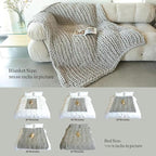 Maetoow Chenille Chunky Knit Blanket Throw （50×60 Inch）, Handmade Warm & Cozy Blanket Couch, Bed, Home Decor, Soft Breathable Fleece Banket, Christmas Thick and Giant Yarn Throws，Grey