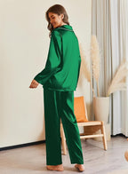 Ekouaer Pajamas For Women Set Silk Pjs 2 Piece Satin Sleepwear Long Sleeve Button Down Lounge Sets With Pant
