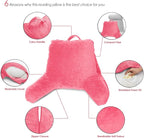 Clara Clark Reading Pillow for Kids & Teens with Shredded Memory Foam, Backrest Pillows for Reading, Watching, and Gaming, Use on The Couch, Bed, or Floor, Adjustable Support Washable Cover Light Pink