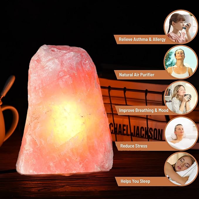 JIC Gem 4-6 lbs Rose Quartz Crystals Lamp, Natural Crystal Night Light Lamp Hand Carved Pink Table Lamp Home Decoration 5-7"