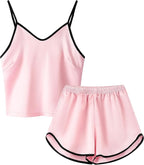 Girls & Women Silk Pajamas Set Satin Camisole Sleepwear 2 Piece Pjs, 3 Years - Women XXL