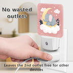 Elephant Night Lights Plug Into Wall, Cute Fanciful Moon Cloud None Peach Dusk to Dawn Led Plug in Night Lights for Entryway Garage Stairs Decor 1pcs