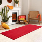Softlife Red 2x6 Area Rug for Bedroom Living Room, Solid Non-Slip Fluffy Carpet with Soft Low Pile for Kids Boys Girls, Machine Washable Runner Rugs Fuzzy Aethetic Home Dorm Decor