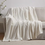 Nestl White Throw Blanket for Couch - Cozy Warm Fuzzy Blankets for Women, Set of 2 Small Fleece Throws for Girls - Off White, 50 x 60 Inches